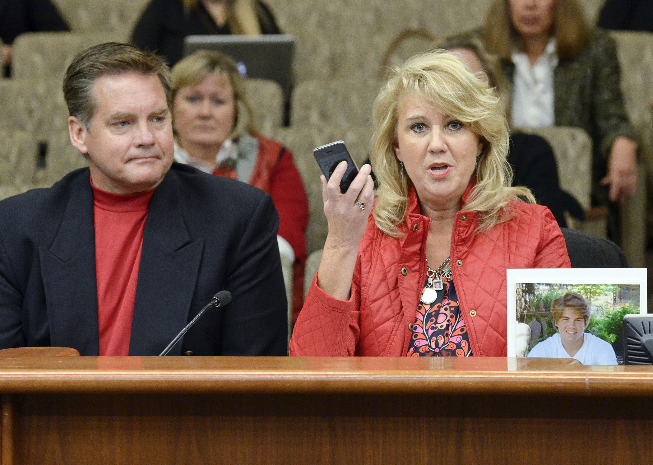 Bill and Kristi Anderson, whose son Jake (pictured) was found dead of hypothermia in 2013, testify before the House Civil Law and Data Practices Committee Jan. 20 in support of a bill that would allow the personal representative of the deceased to gain access to the person’s digital files. Photo by Andrew VonBank